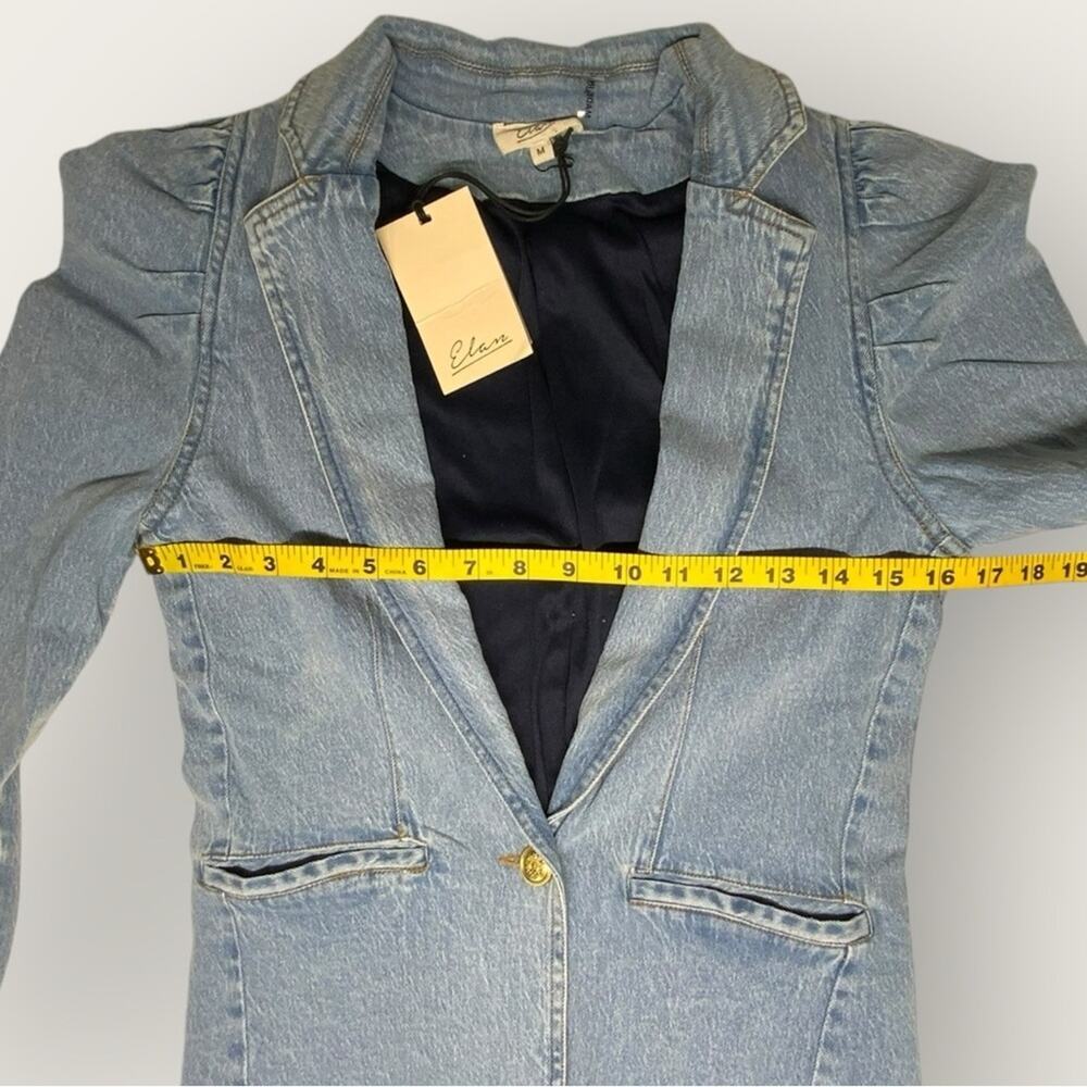 NWT | Elan | Puff Sleeve Denim Jacket | Blue | Medium - Picture 10 of 13